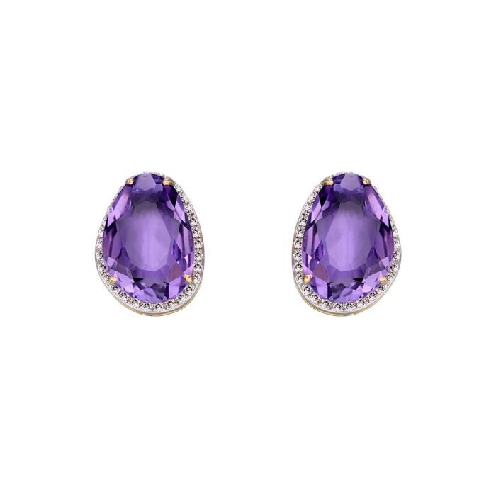 9ct Yellow Gold Irregular Shaped Amethyst Stud Earrings