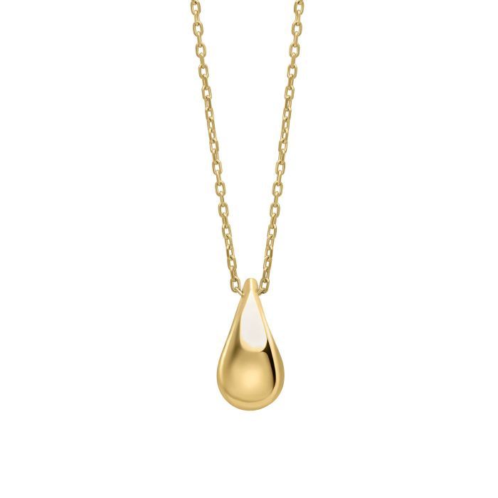 9ct Yellow Gold Plain Teardrop Necklace