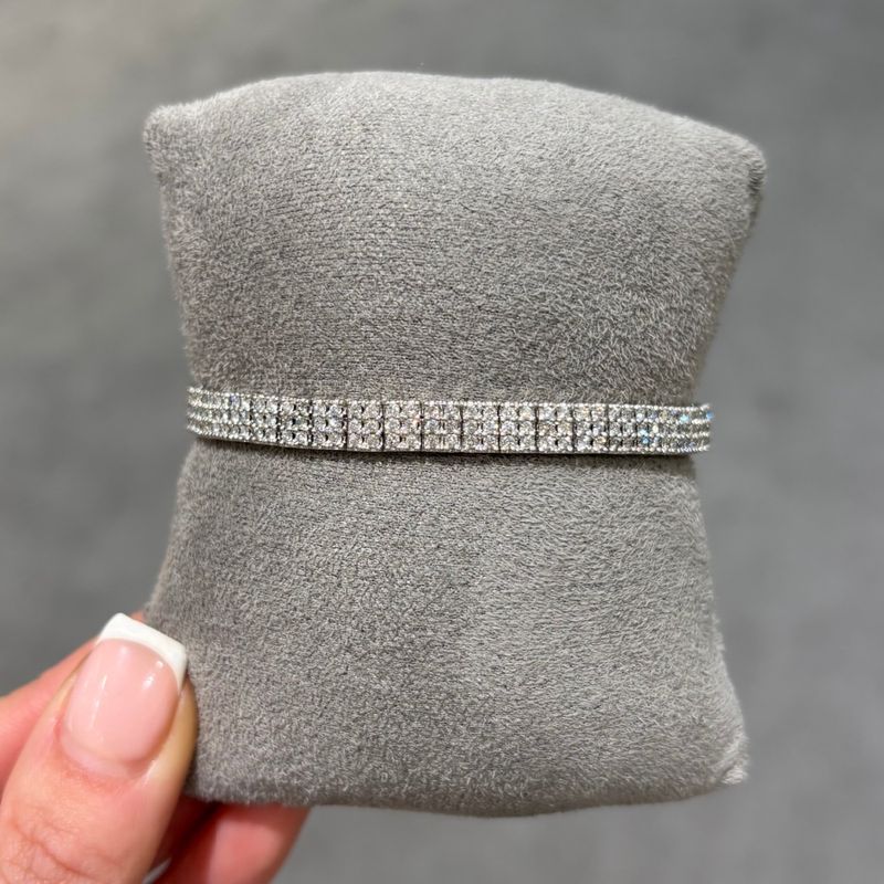 Pre-Owned 18ct White Gold 2.98ct 3 Row Diamond Tennis Bracelet