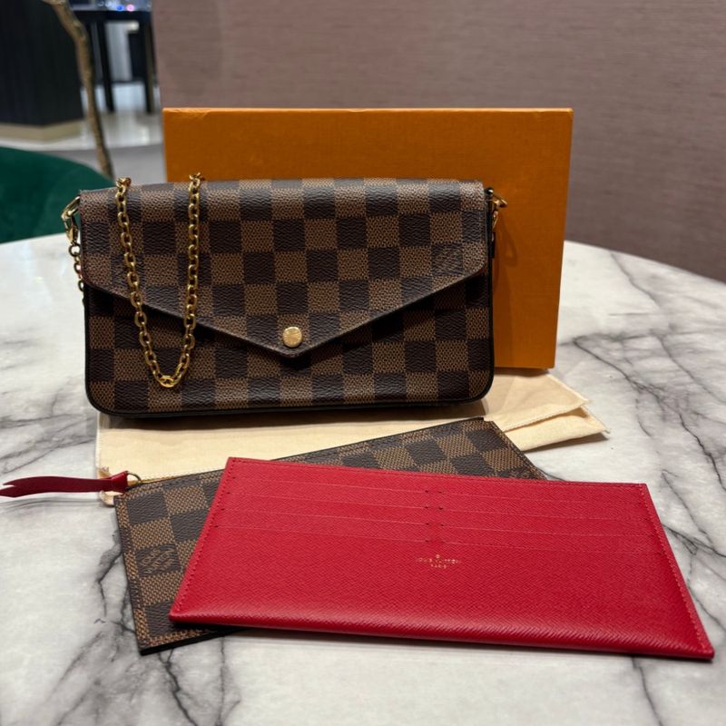 Pre-Owned Louis Vuitton Felicie Bag in Damier Ebene Canvas