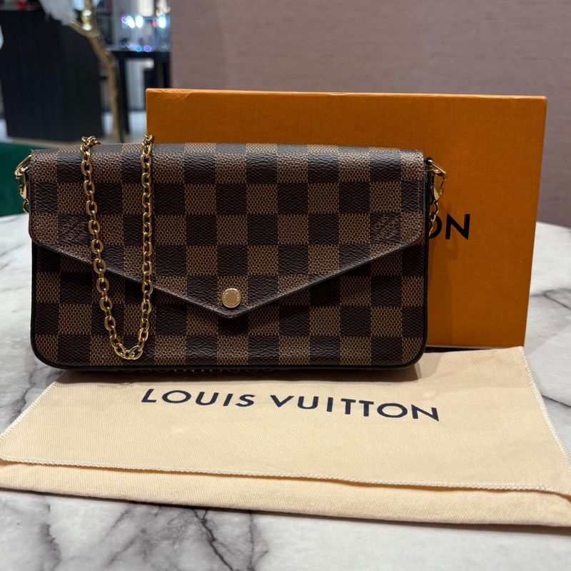 Pre-Owned Louis Vuitton Felicie Bag in Damier Ebene Canvas