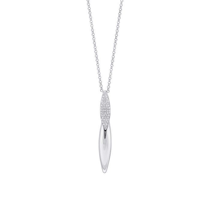 Silver Long Navette Drop Pendant