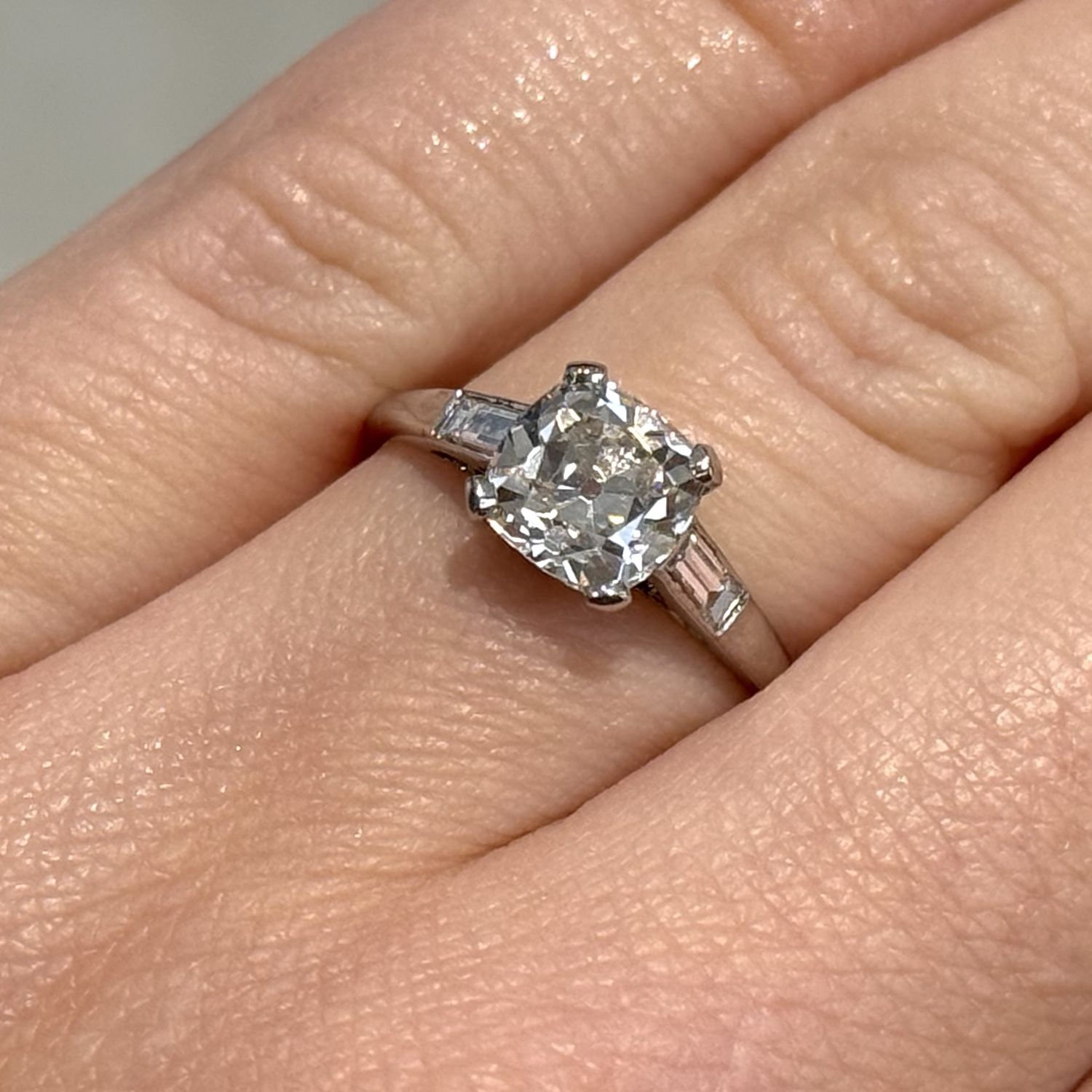 Pre-Owned Vintage 1.52ct Old Mine Cut Solitaire Diamond Ring