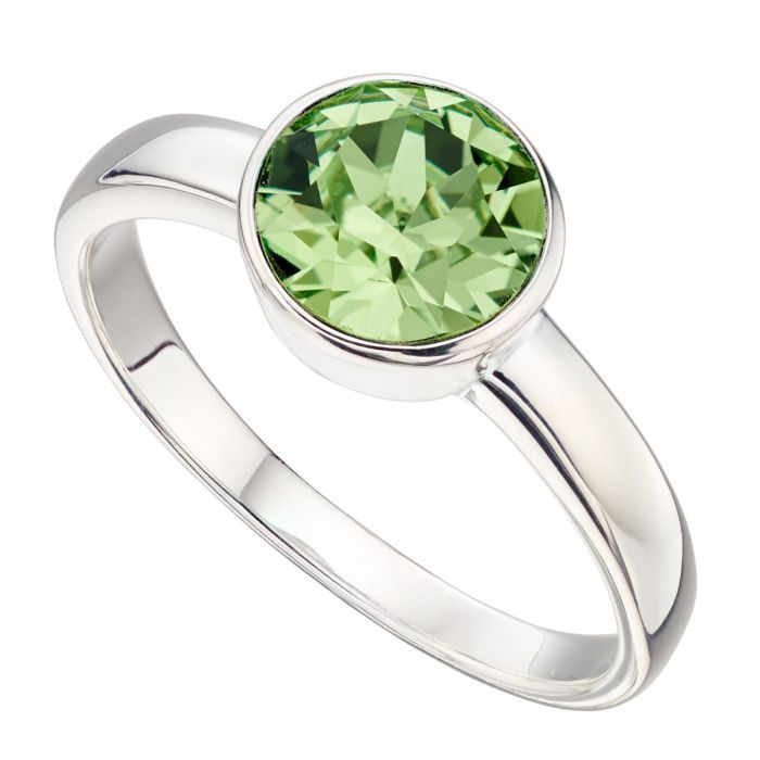 Silver Peridot Birthstone Ring