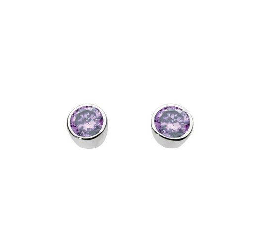 Dew Small Round Amethyst Silver Stud Earrings
