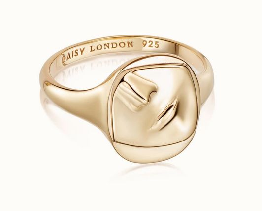 Silver Gold Plated Alexa Ring, Metal: Sterling Silver with Gold Plating, Ring Size: N/54