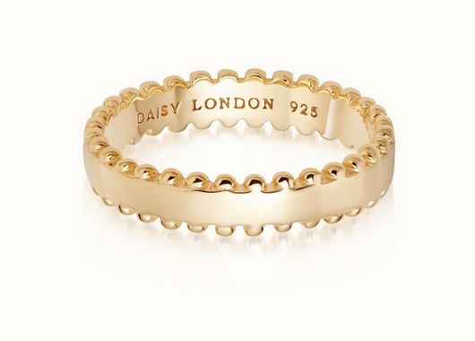 Silver Gold Plated Beaded Band Ring
