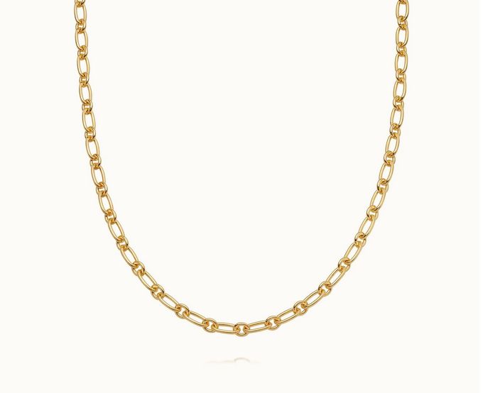 Silver Gold Plated Chunky Linked Chain Necklace, Metal: Sterling Silver with Gold Plating