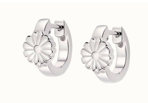 Silver Gold Plated Daisy Bloom Huggie Hoop Earrings