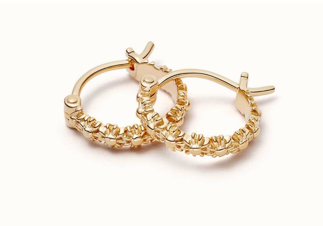 Silver Gold Plated Iota Daisy Hoop Earrings