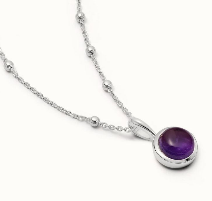 Sterling Silver Amethyst Healing Stone Necklace, Metal: Sterling Silver