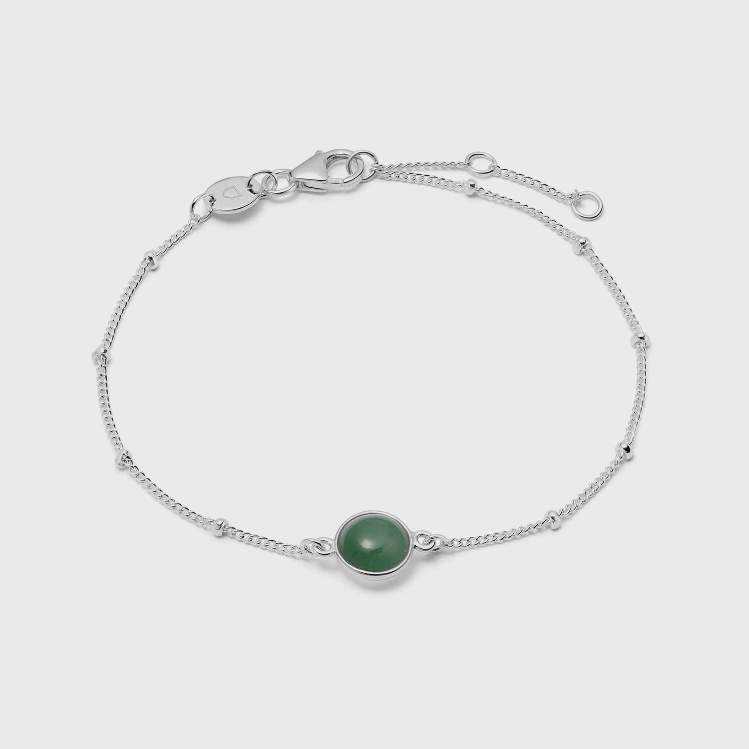 Sterling Silver Green Aventurine Healing Stone Bobble Bracelet