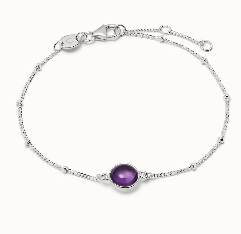 Sterling Silver Amethyst Healing Stone Bobble Bracelet, Metal: Sterling Silver