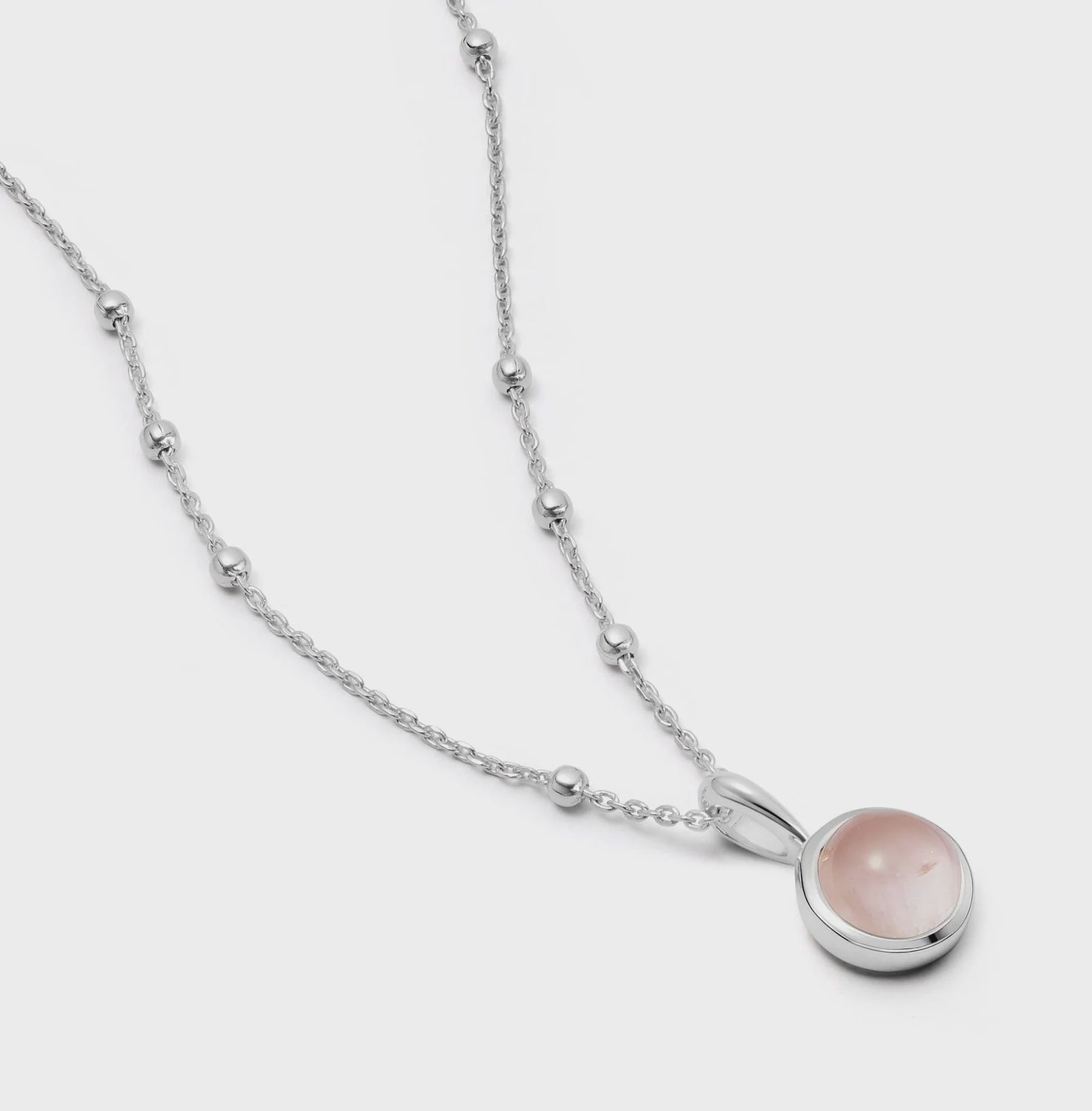 Sterling Silver Rose Quartz Healing Stone Necklace