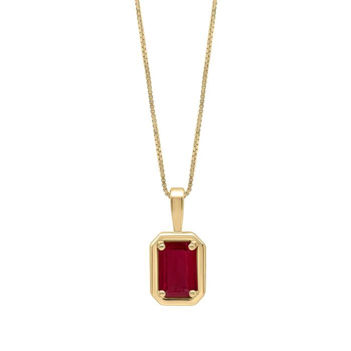 9ct Yellow Gold Chunky Border Precious Stone Pendant