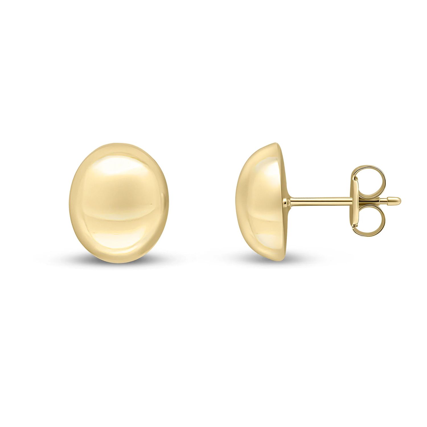 9ct Yellow Gold Oval Dome 10mm Polished Stud Earrings