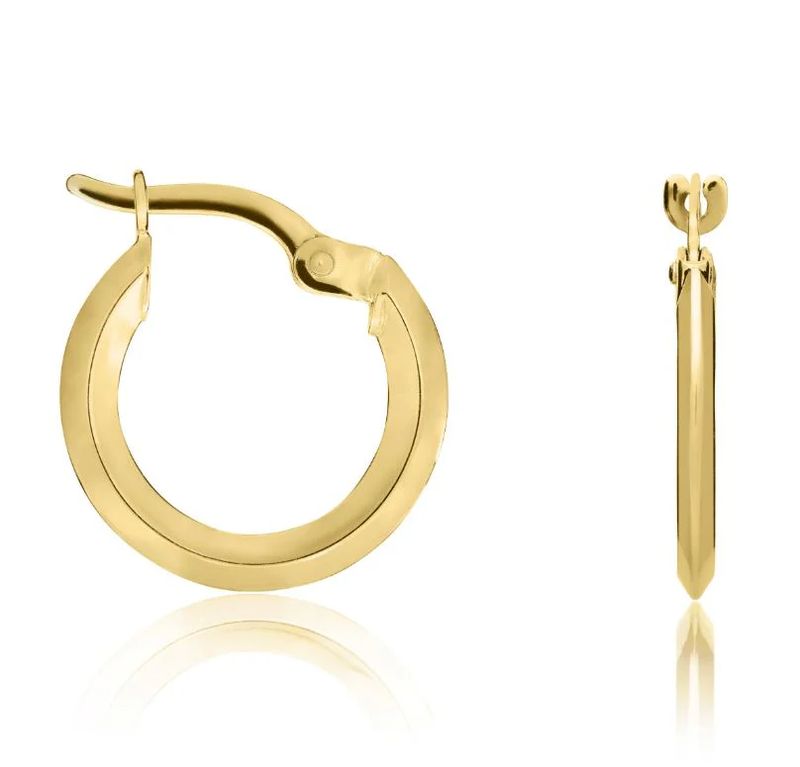 9ct Yellow Gold Knife Edge Hoop Earrings