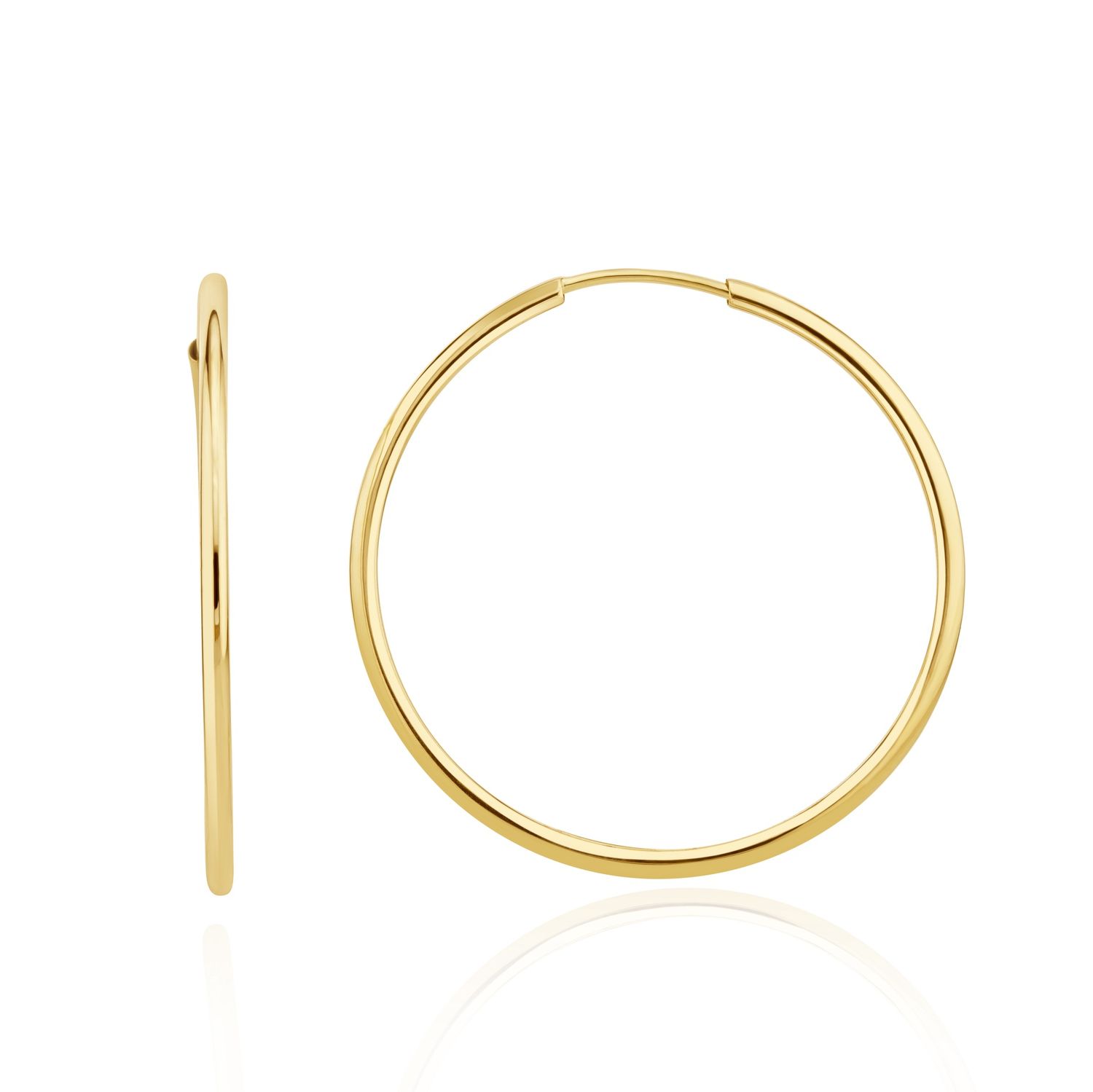 9ct Yellow Gold Sleeper Hoop Earrings 32mm