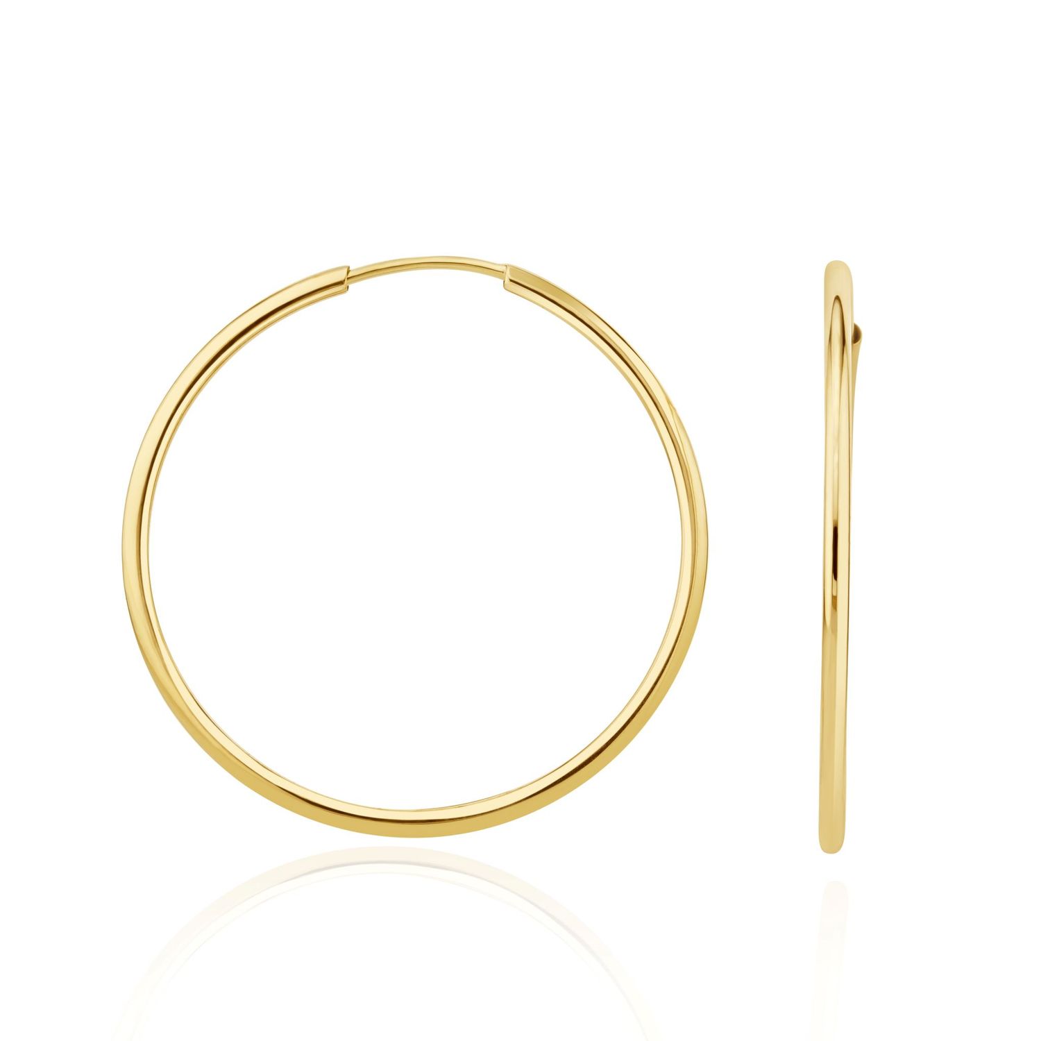 9ct Yellow Gold Sleeper Hoop Earrings 42mm