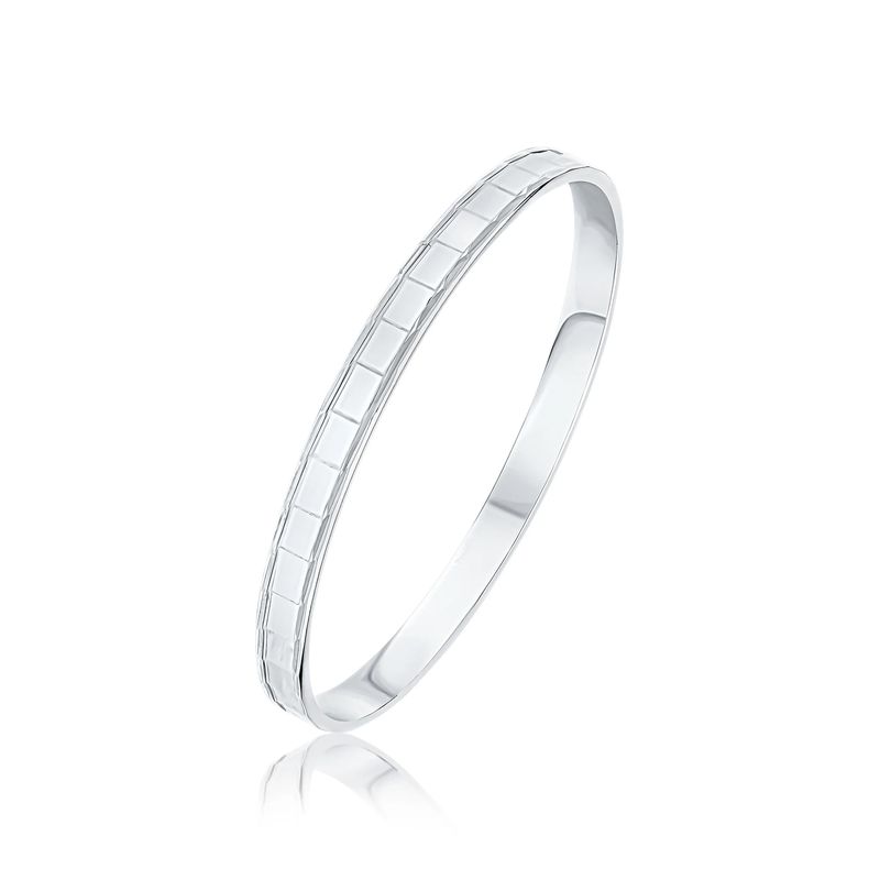Sterling Silver ‘Disco Ball’ Square Mirror Pattern Bangle