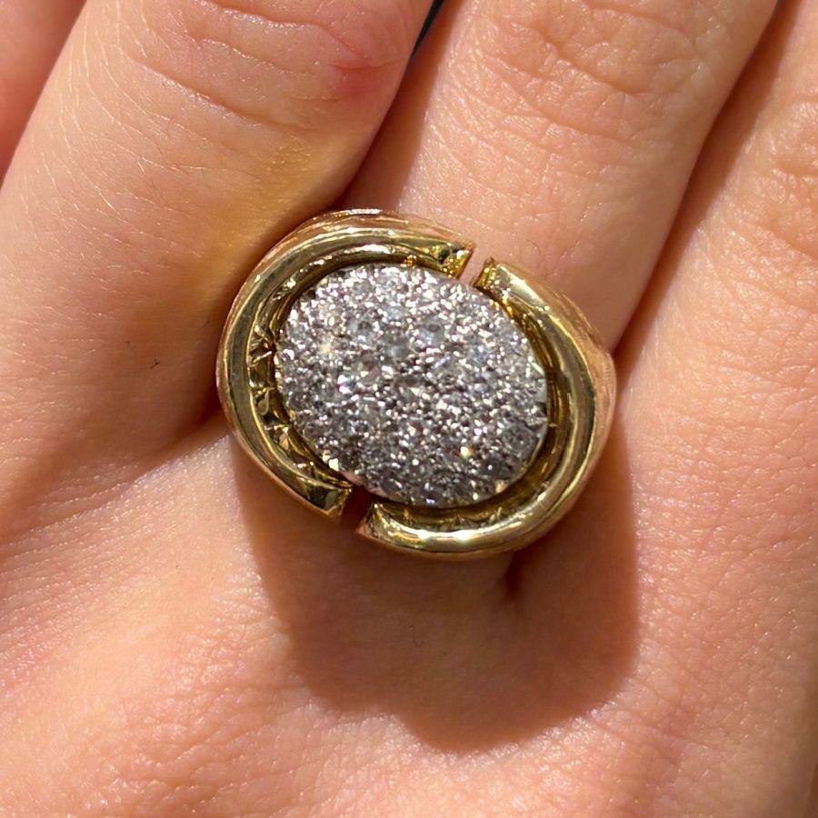 Pre-Owned Vintage 18ct Yellow Gold 0.65ct Diamond Pave Ring Circa 1974