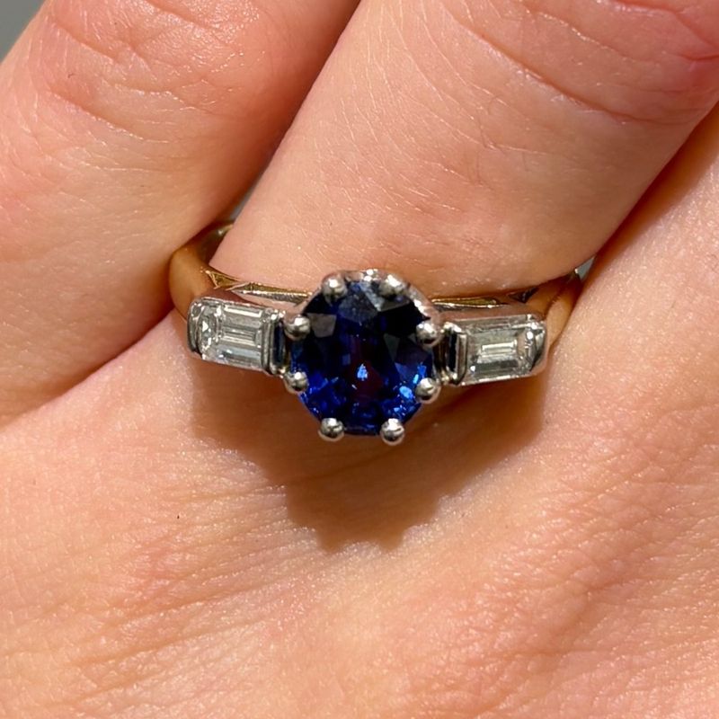 Pre-Owned 18ct Yellow Gold 1.97ct Sapphire &amp; 0.46ct Diamond Ring
