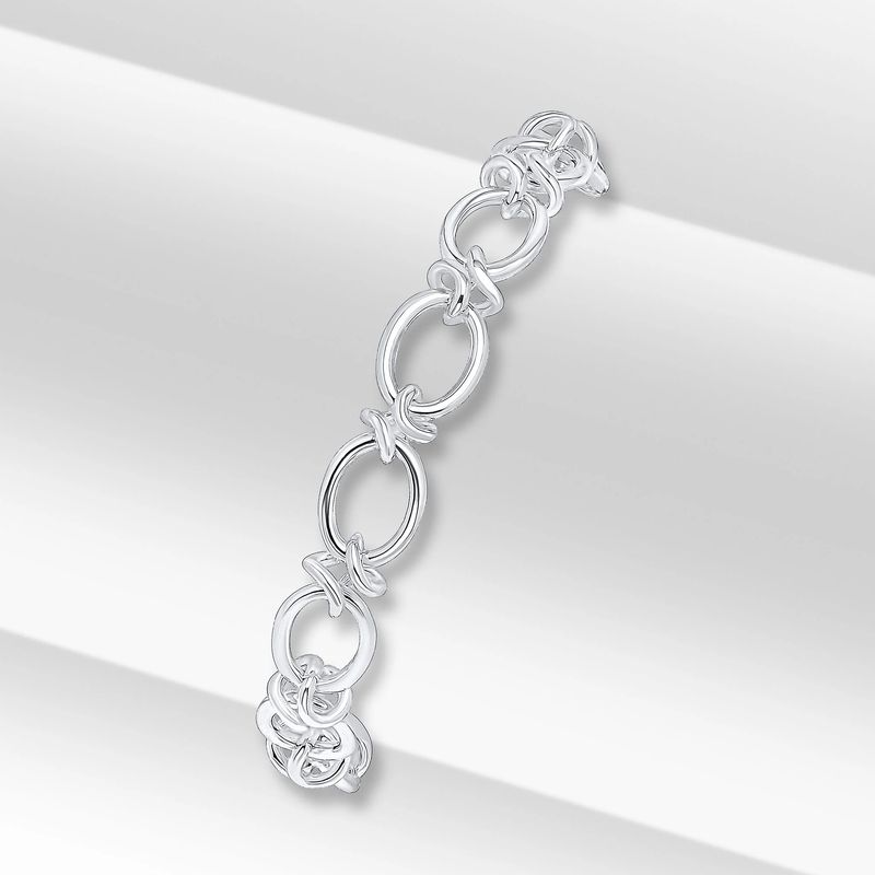 Sterling Silver Handmade Oval Knot Chain Bracelet