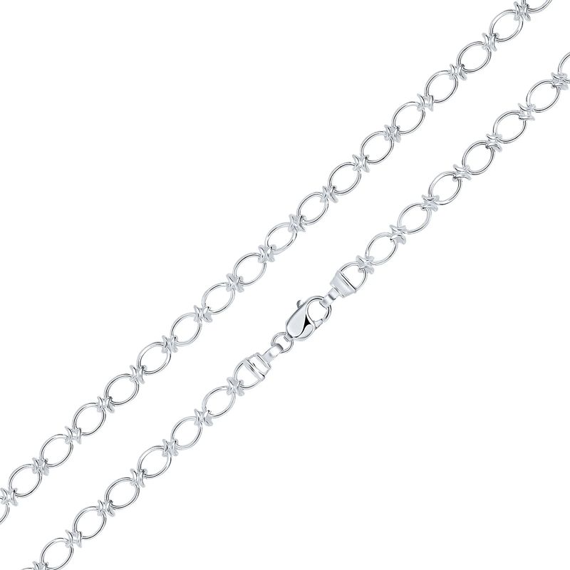 Sterling Silver Handmade Oval Knot Chain Bracelet