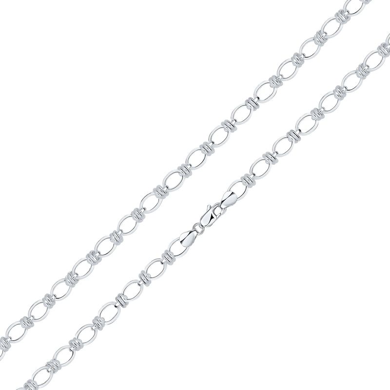 Sterling Silver Handmade Square Oval Link Bracelet