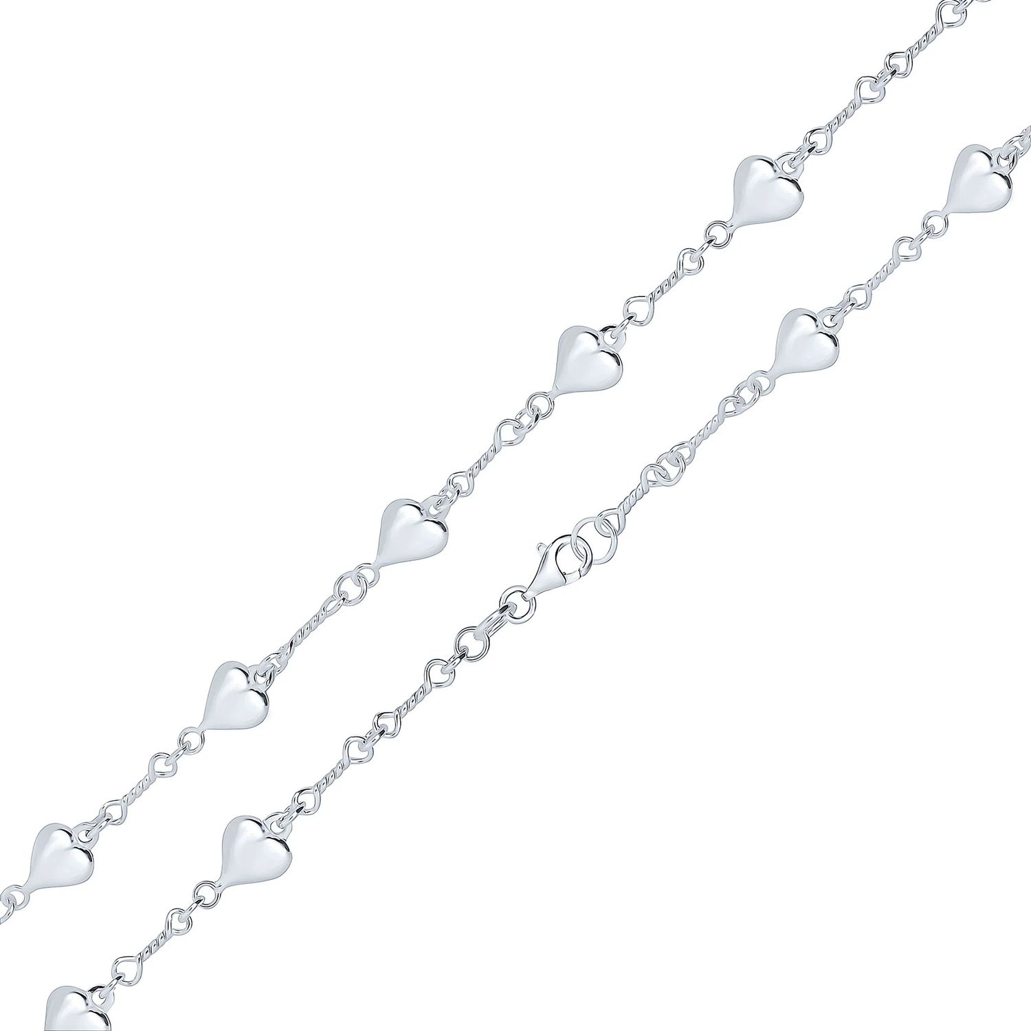 Sterling Silver Handmade Heart Twist Link Bracelet