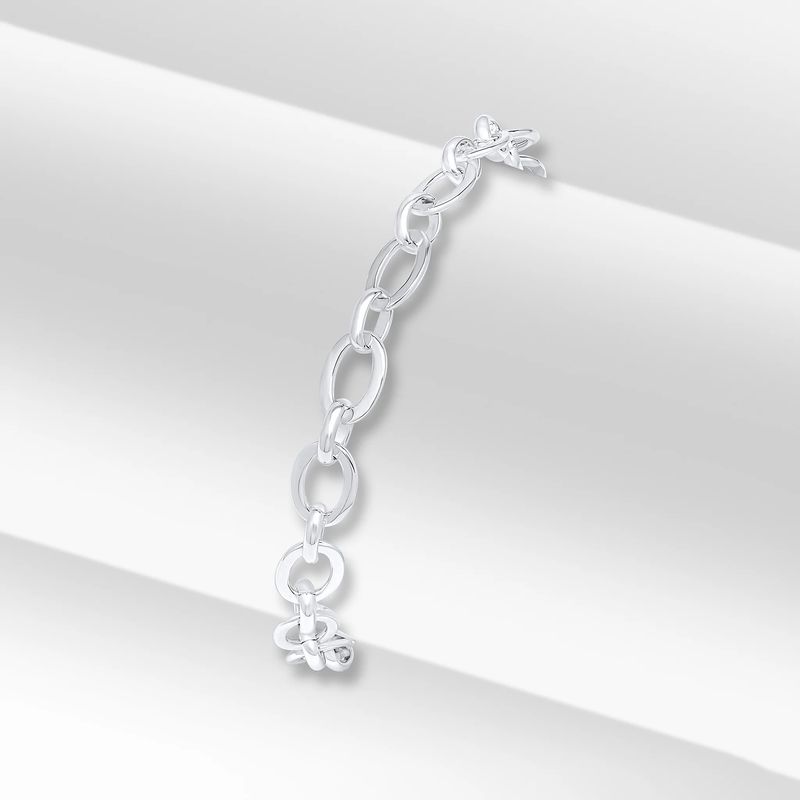 Sterling Silver Handmade Flat Oval Link Bracelet