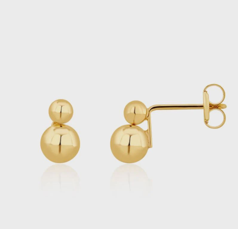 9ct Yellow Gold Double Ball Stud Earrings 7.5mm