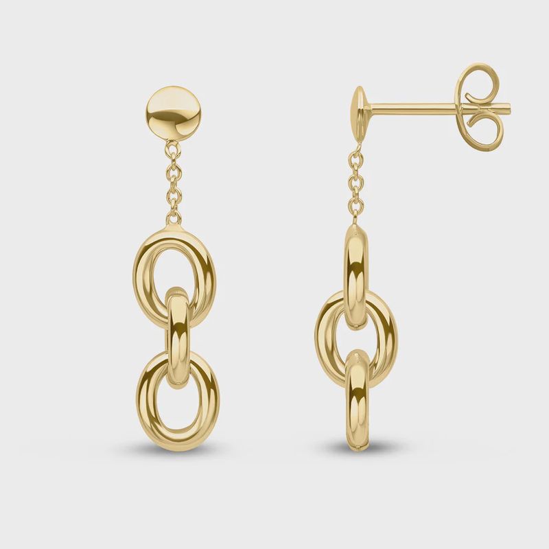 9ct Yellow Gold Oval Links &amp; Chain Drop Earrings 28mm