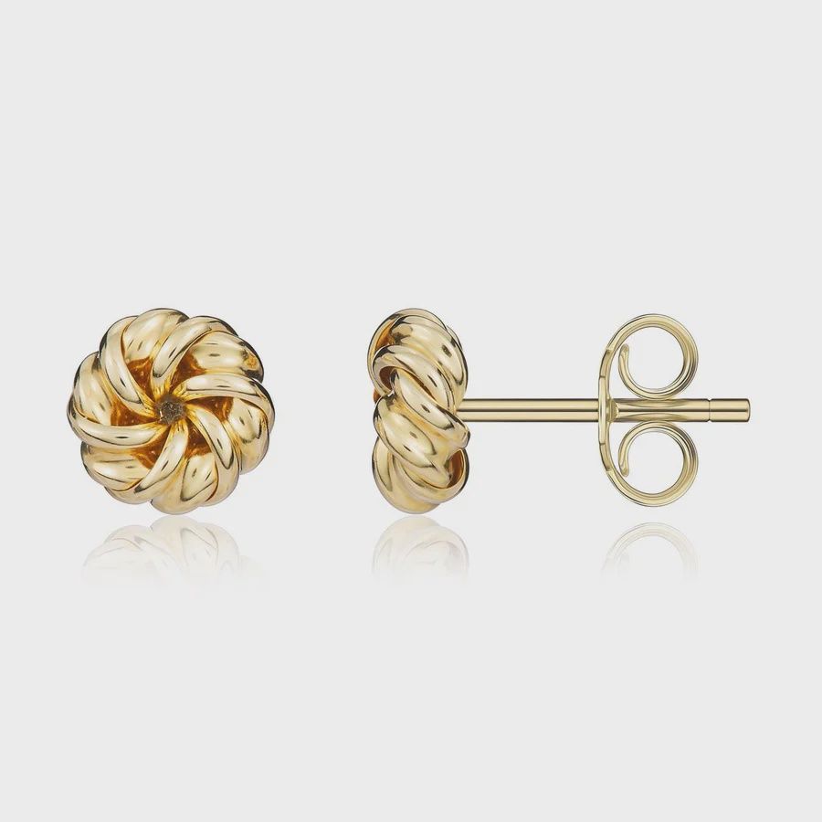 9ct Yellow Gold Fancy Swirl Ribbon Stud Earrings 7.5mm