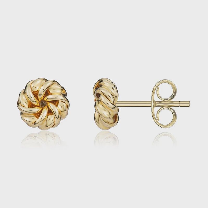 9ct Yellow Gold Fancy Swirl Ribbon Stud Earrings 7.5mm