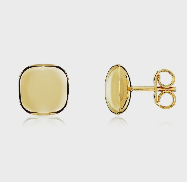 9ct Yellow Gold Polished Cushion Stud Earrings 8mm
