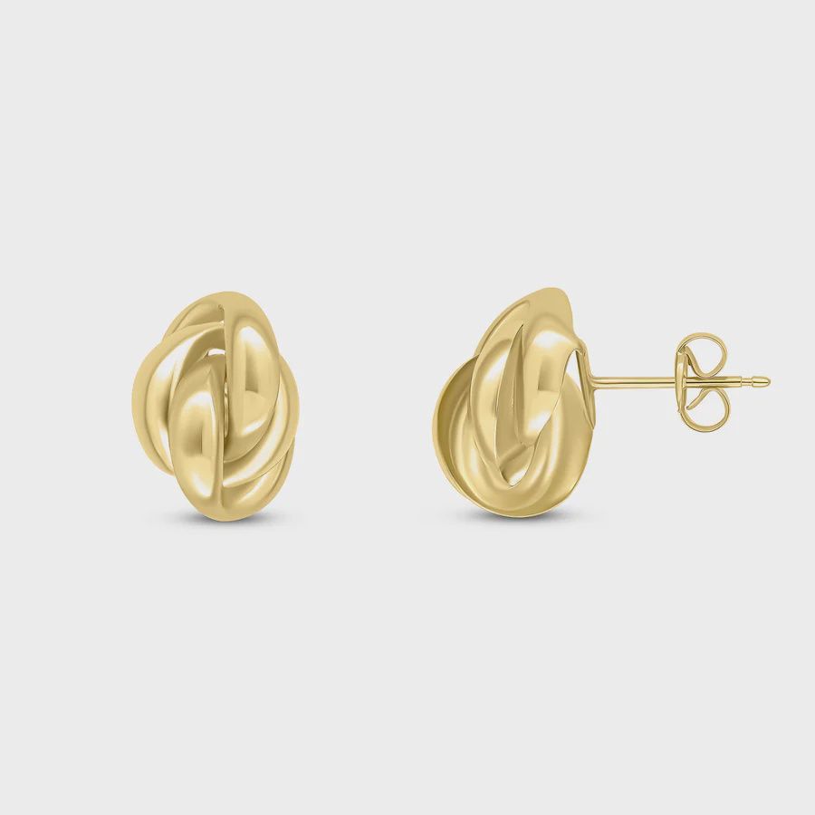 9ct Yellow Gold Knot Stud Earrings 13.5x10mm