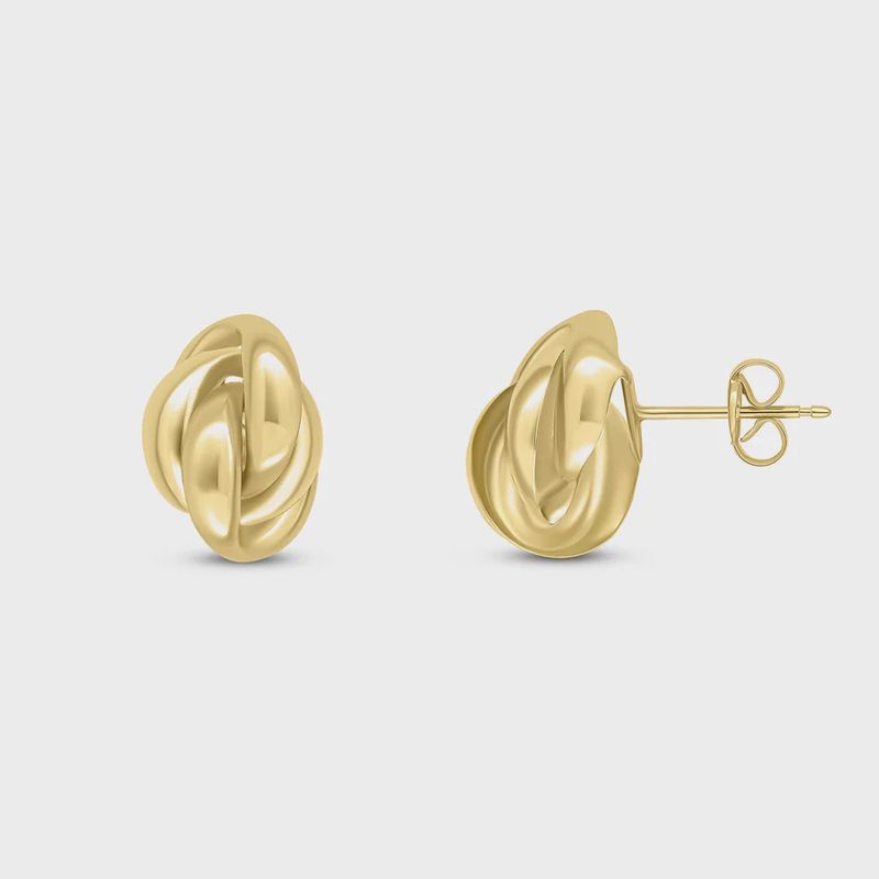 9ct Yellow Gold Knot Stud Earrings 13.5x10mm