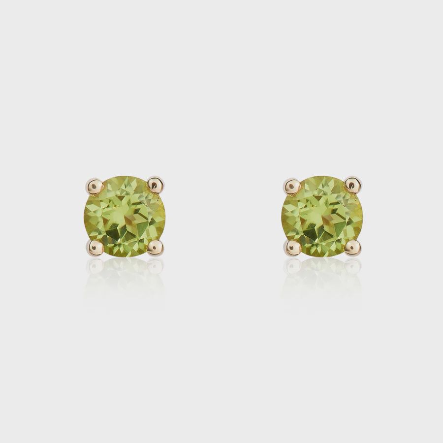 9ct Yellow Gold Round Peridot Claw Stud Earrings 4mm