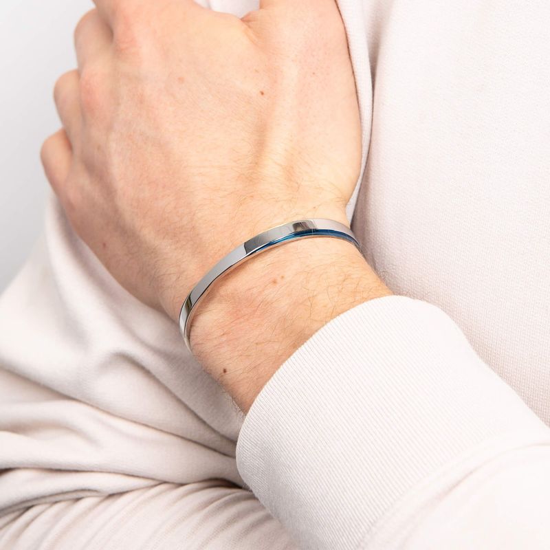 Fred Bennett Stainless Steel and Blue PVD Bangle