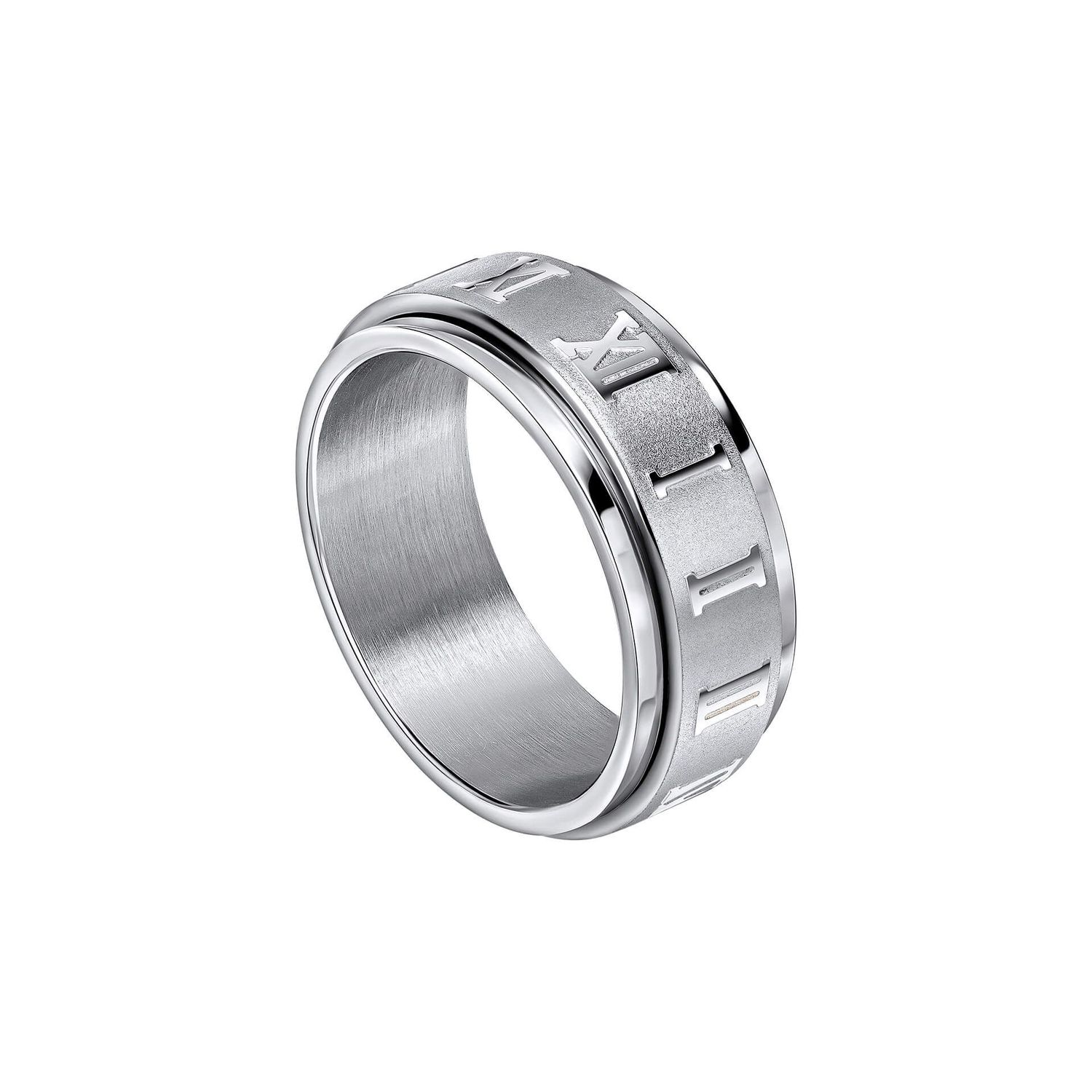 Fred Bennett Roman Numerals Stainless Steel Spinner Ring