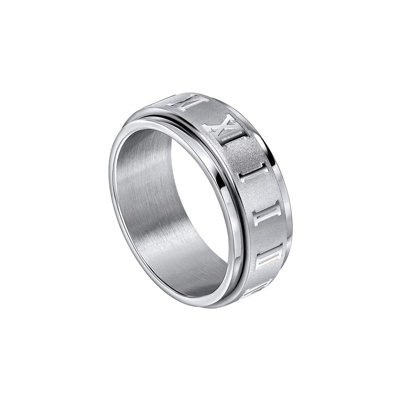 Fred Bennett Roman Numerals Stainless Steel Spinner Ring Fred Bennett Roman Numerals Stainless Steel Spinner Ring