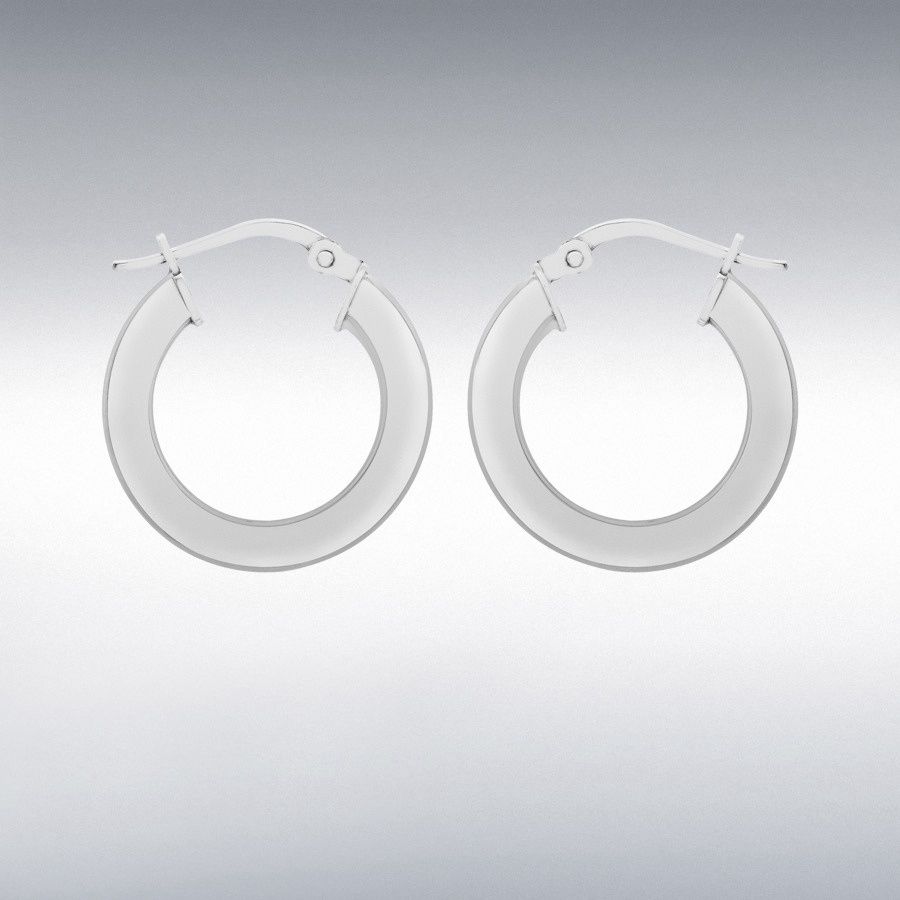 Sterling Silver 21.5mm Triangle-Tube Creole Earrings