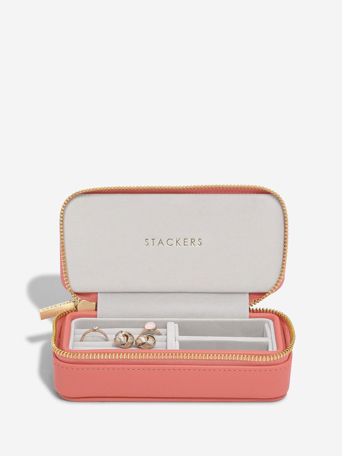 Zipped Travel Jewellery Box in Pink Grapefruit