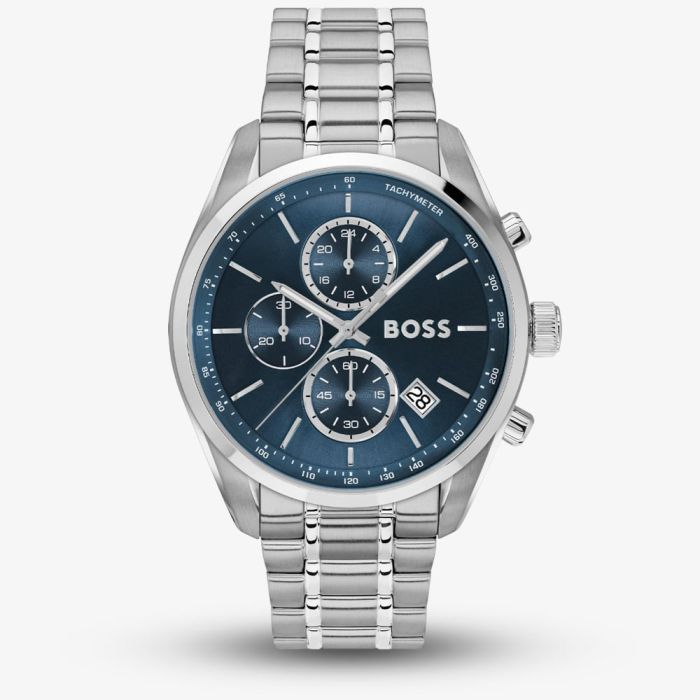 Boss Mens Grand Prix 44mm Blue Chronograph Watch