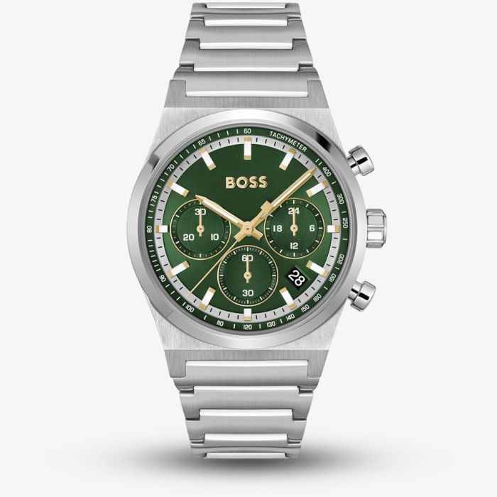 Boss Candor Mens Watch 41mm Green Steel Watch