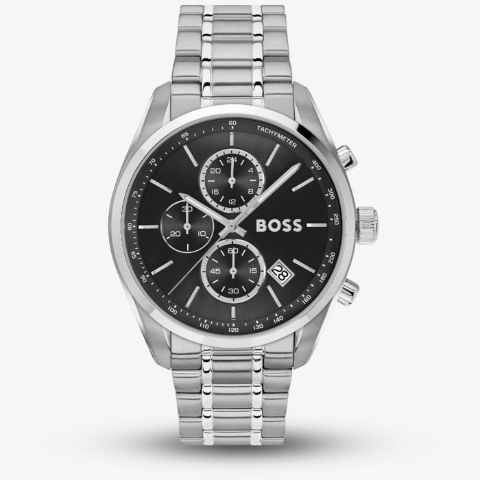 Boss Mens Grand Prix 44mm Black Chronograph Watch