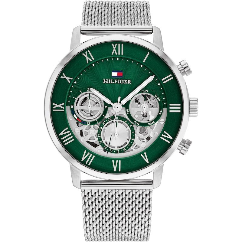 Tommy Hilfiger Legend Multifunction 44mm Green Skeleton Dial Watch
