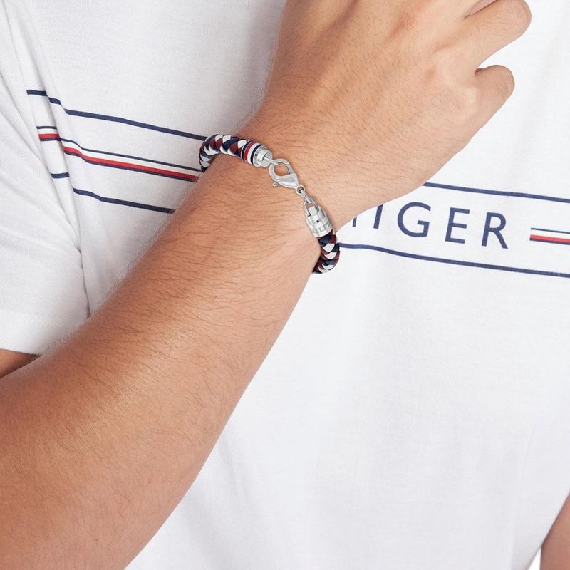 Tommy Hilfiger Gents Tyson Multicoloured Braided Leather Bracelet