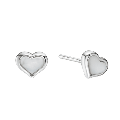 Dakota - Silver Mother of Pearl Heart Earrings